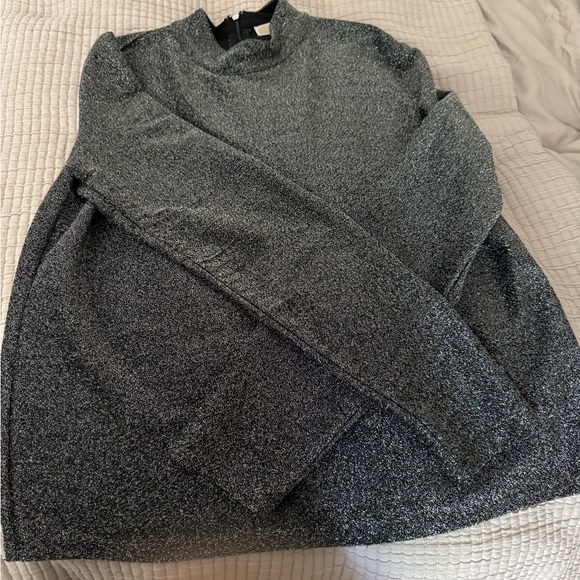Michael Kors silver shimmery holiday top size L zipper high neck - Picture 6 of 10